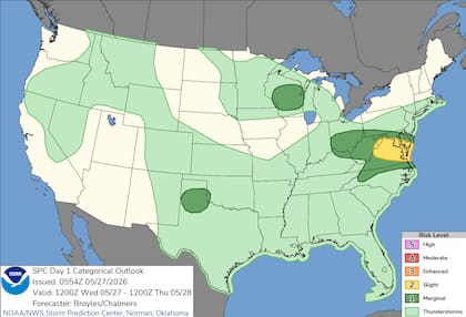 El Centro de Predicción de Tormentas activó una vigilancia especial para el área de Washington D.C., Richmond y Norfolk ante la llegada de un frente frío