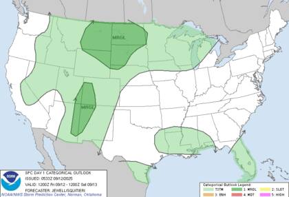 El Centro de Predicción de Tormentas advierte sobre la posibilidad de granizo severo y ráfagas de viento fuertes en la región de las Cuatro Esquinas