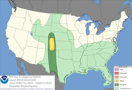 El Centro de Predicción de Tormentas (SPC) emitió alertas por el desarrollo de formaciones nubosas severas sobre Denver y Colorado Springs