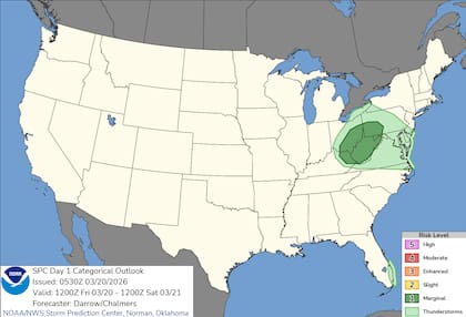El Centro de Predicción de Tormentas (SPC) ha alertado sobre el desarrollo de tormentas eléctricas severas en Ohio y Pensilvania