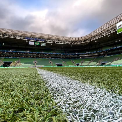 El césped sintético del estadio Allianz Park, de Palmeiras, en San Pablo, donde Boca jugará la revancha por las semifinales de la Copa Libertadores