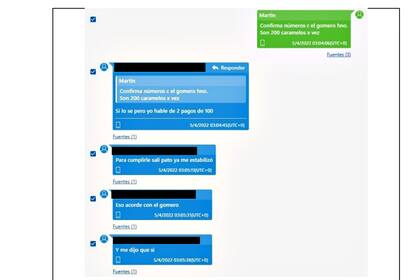 El chat entre el funcionario procesado y un sindicado narco
