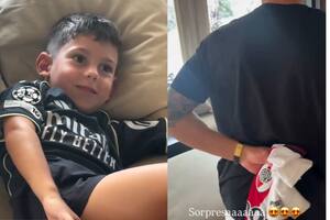 Valverde mostró la emoción de su hijo al recibir la camiseta de River de Mastantuono