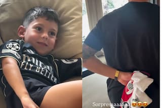 Valverde mostró la emoción de su hijo al recibir la camiseta de River de Mastantuono