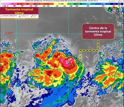 El ciclón tropical Gilma se mueve en sentido noroeste sobre las aguas del océano Pacífico