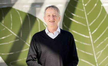 El científico informático Geoffrey Hinton, conocido como el "padrino de la inteligencia artificial", en la sede de Google en Mountain View, California, el 25 de marzo de 2015. (Foto AP/Noah Berger, Archivo)