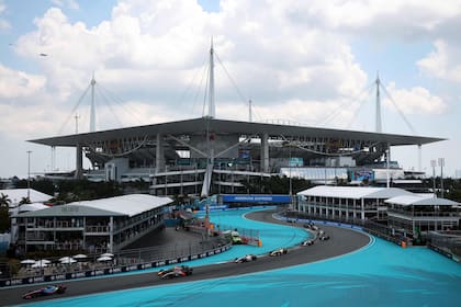 El circuito de Miami, alrededor del Hard Rock Stadium; Colapinto consiguió su mejor posición de salida con Alpine
