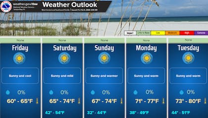 El clima en Tampa los próximos cinco días: madrugadas frescas y días más templados