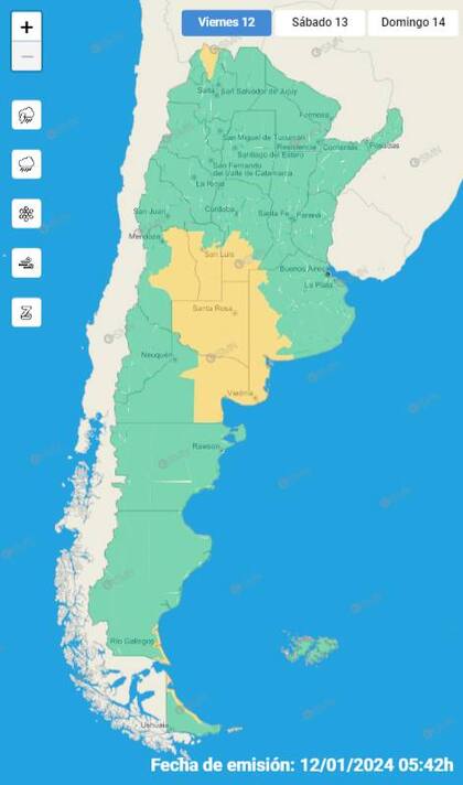 El clima para este viernes 12 de enero