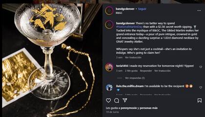El coctel incluye una cadena de oro y un diamante, además de oro comestible y un estuche personalizado. Foto: Instagram / @bandgcdenver