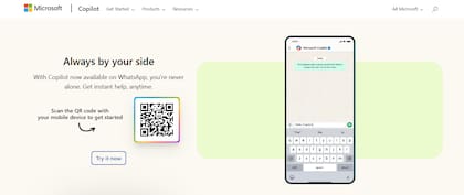 El código QR para abrir una conversación con Copilot en WhatsApp