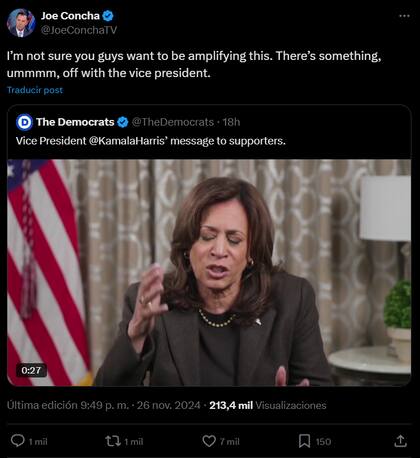 El colaborador de Fox News Joe Concha reaccionó al video de la vicepresidenta y lo calificó como extraño