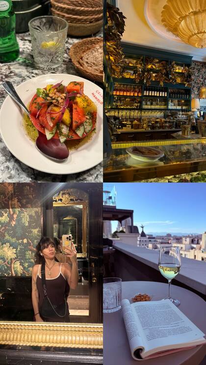 El collage de cuatro fotos que Accardi sumó a sus historias. Entre la salida a un restaurante y copas en la terraza