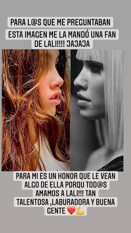 El collage que armaron las fans de Lali Espósito con la hija de Santiago del Moro (Foto: Instagram)