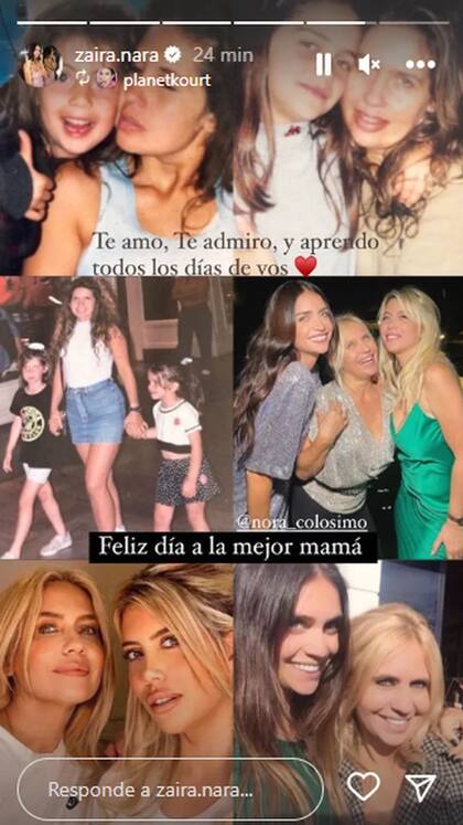 El collage que eligió Zaira Nara para saludar a su mamá en el Día de la Madre