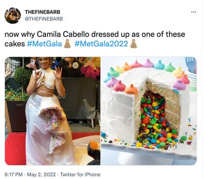 El colorido vestido de Cabello fue comparado con un pastel de lunetas y muchos colores