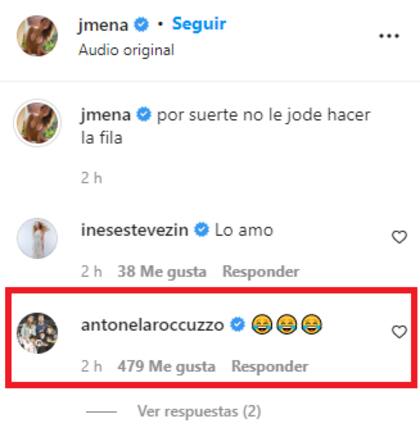El comentario de Antonela Roccuzzo en la publicación de Jimena Barón