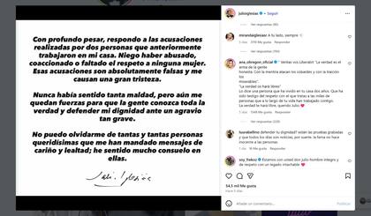 El comentario de Miranda Rijnsburger en el posteo de Julio Iglesias
