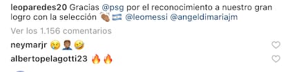 El comentario de Neymar en la foto de los argentinos con el reconocimiento del PSG