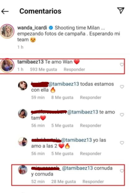 El comentario de Tamara Báez en el posteo de Wanda Nara que terminó en una pelea