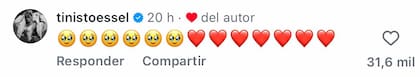 El comentario de Tini Stoessel al enterarse de la feliz noticia (Foto: Captura Instagram/@jorgenblanco)
