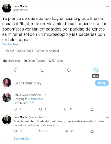 El comentario que indignó al colectivo de feministas en Twitter