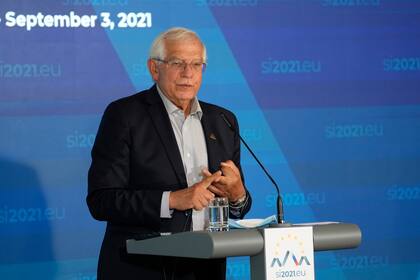 El comisionado de relaciones exteriores de la UE Josep Borrell en Kranj, Eslovenia el 3 de septiembre del 2021