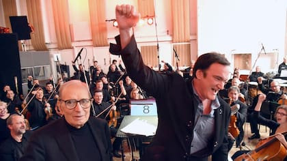 El compositor y el director de cine, juntos en los estudios Abbey Road para la grabación de la banda de sonido