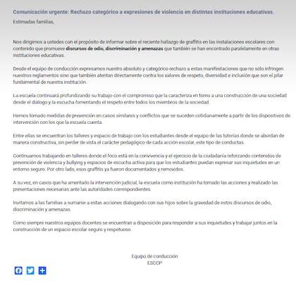 El comunicado completo de la Escuela Superior Económica, Carlos Pellegrini