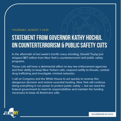 El comunicado con el que la gobernadora de Nueva York le pide a la administración de Trump revertir sus recortes de financiación
