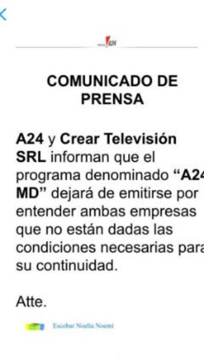 El comunicado de A24