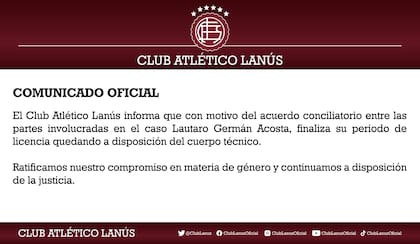 El comunicado de Lanús