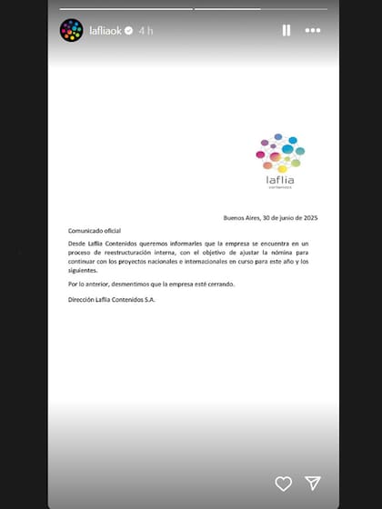 El comunicado de LaFlia
