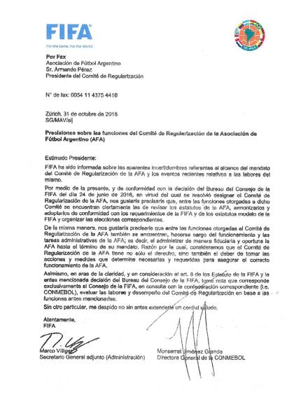 El comunicado de FIFA