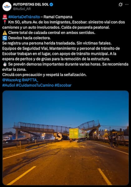 El comunicado de AuSol sobre el accidente