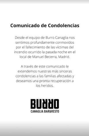 El comunicado de Burro Canaglia Bar&Resto