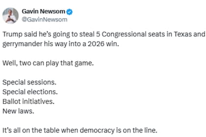 El comunicado de Gavin Newsom frente a los dichos de Trump sobre Texas