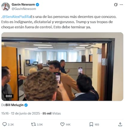 El comunicado de Gavin Newsom tras el percance con el senador demócrata Alex Padilla