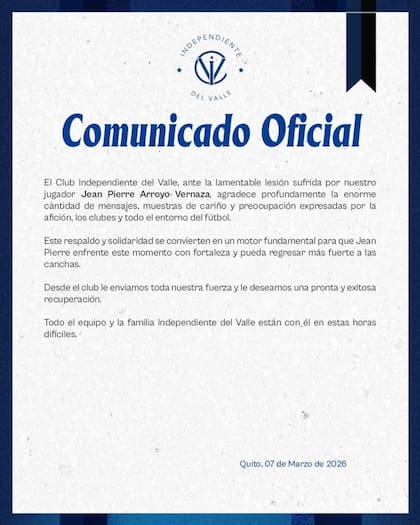 El comunicado de Independiente del Valle