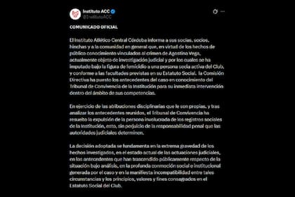 El comunicado de Instituto sobre la expulsión de Claudio Barrelier como socio de club