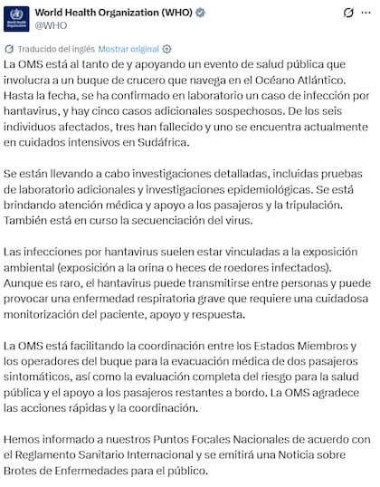 El comunicado de la OMS