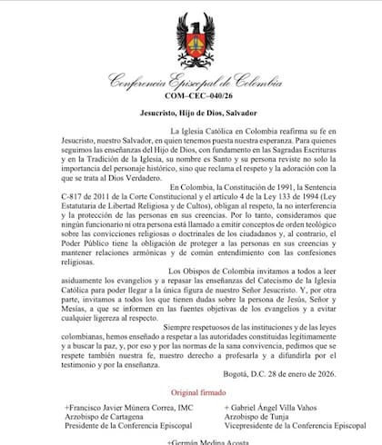 El comunicado de la Conferencia Episcopal de Colombia contra los dichos de Petro