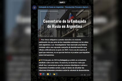 El comunicado de la embajada de Rusia en la Argentina tras las acusaciones de espionaje