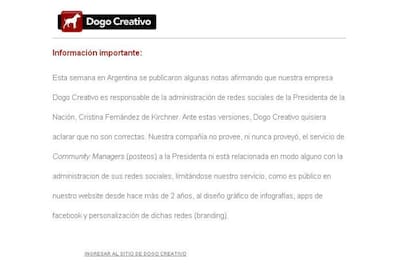 El comunicado de la empresa Dogo Creativo