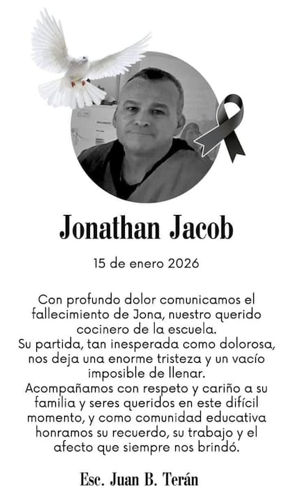El comunicado de la Escuela Primaria N° 21 “Juan Benjamín Terán”.