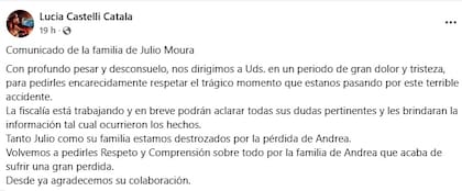 El comunicado de la familia de Moura