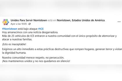 El comunicado de la organización en defensa de la comunidad migrante en Pensilvania