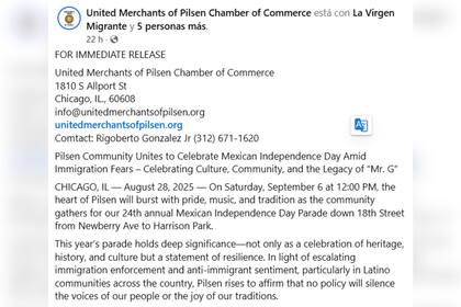 El comunicado de la organización para invitar a la población migrante al festejo