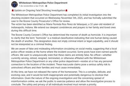 El comunicado de las autoridades de Indianápolis en el inicio de la investigación