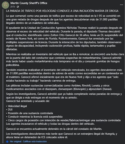 El comunicado de las autoridades locales en Facebook